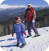 Adult and child skiing Bretton Woods